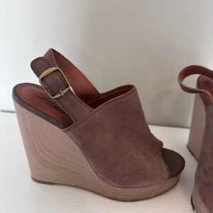 Lucky Brand brown leather wedges, size 8